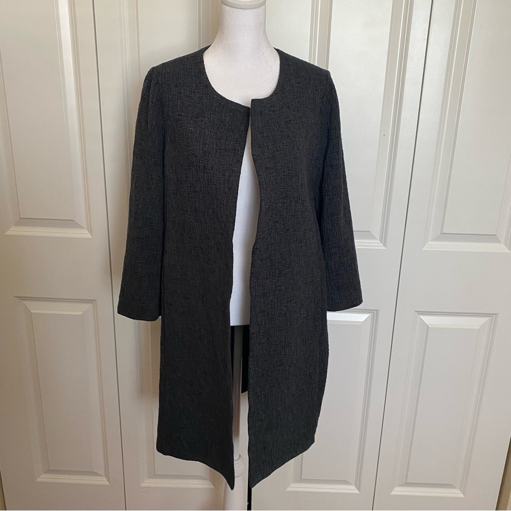 Eileen Fisher Open-Front Coat Size XS Dark Gray